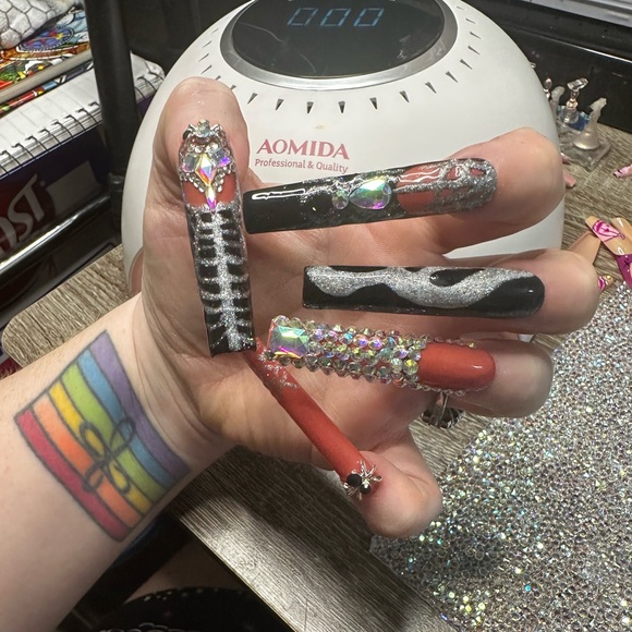 Scream polygel acrylic press on nails! Halloween! Bling! Reusable! All sizes - Picture 3 of 10